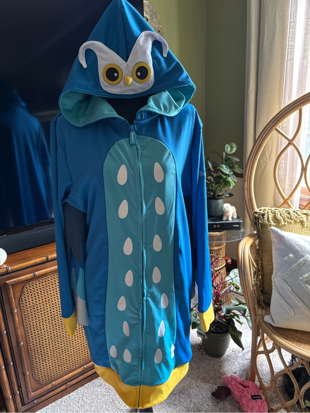 Tipsy Elves Blue & Aqua Owl Adult Halloween Costume Hoodie